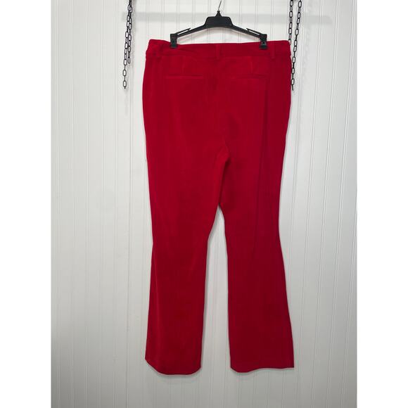 MAISON D’AMELIE Red Velvet High Waist Boot Cut Pants Career Womens Size 12 - Picture 2 of 7